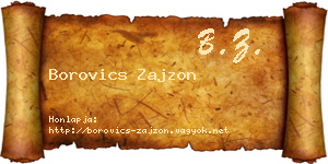 Borovics Zajzon névjegykártya